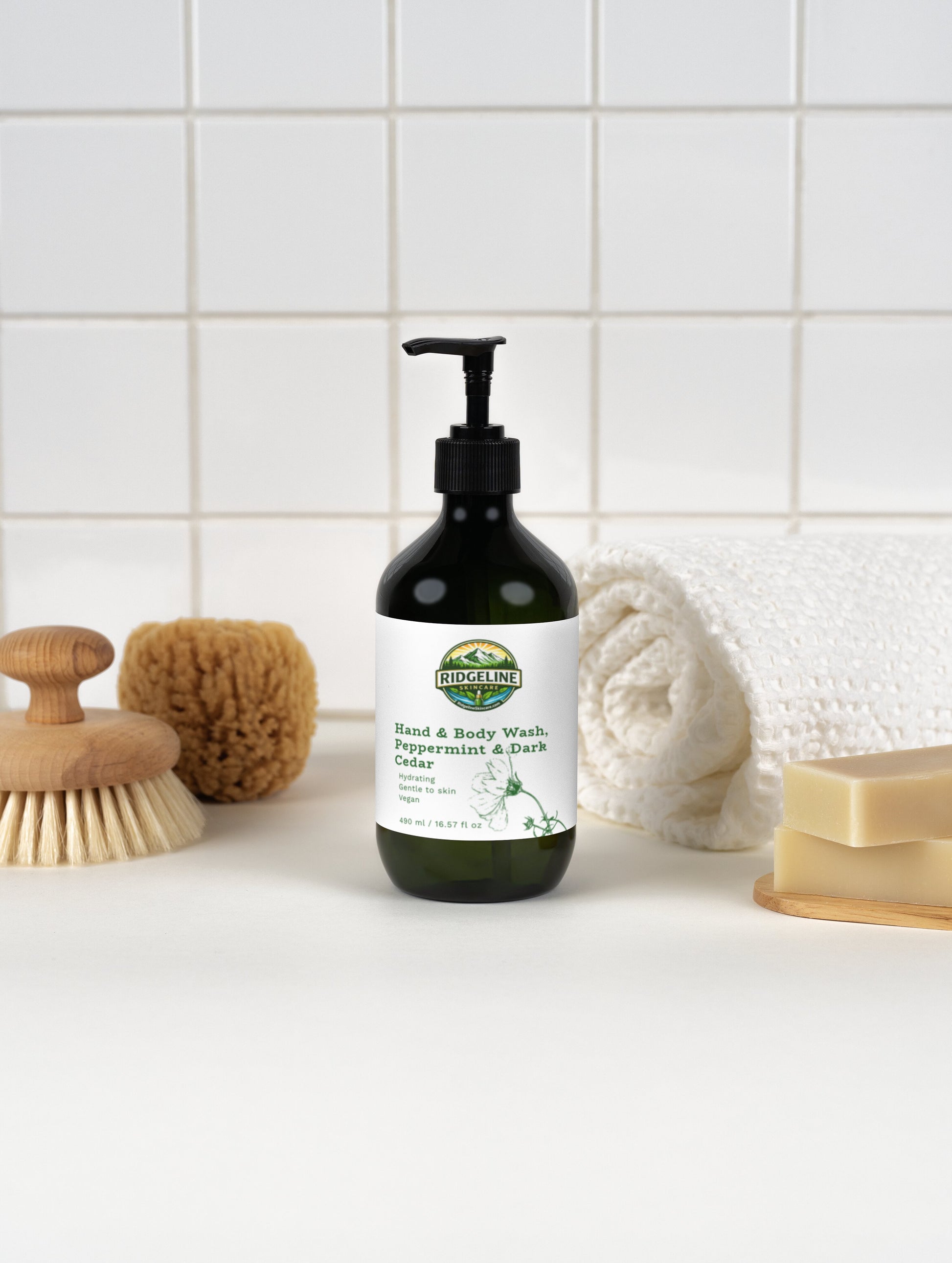 Hand & Body Wash, Peppermint & Dark Cedar